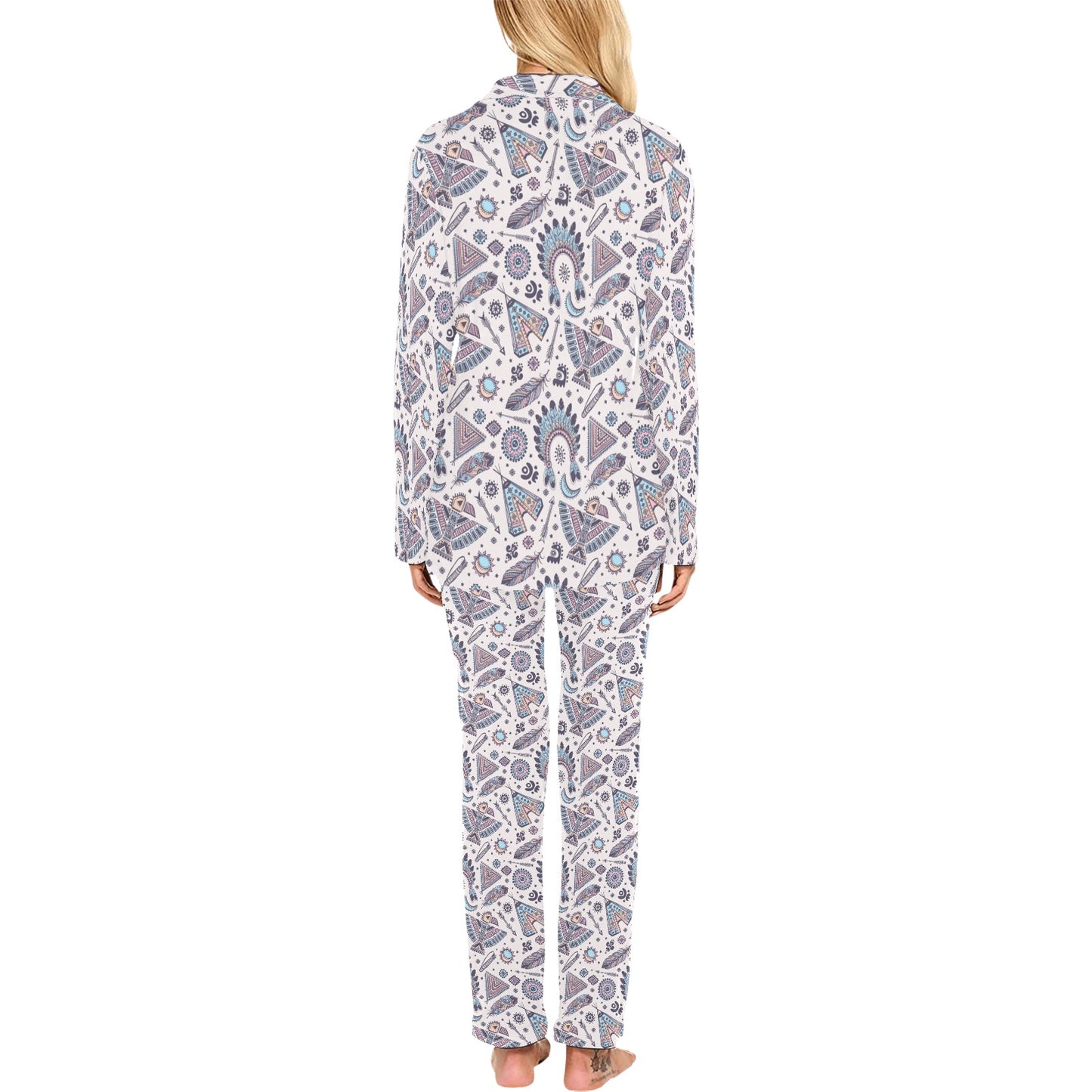 Eagles Native American Indian Symbol Women's Long Pajama Set