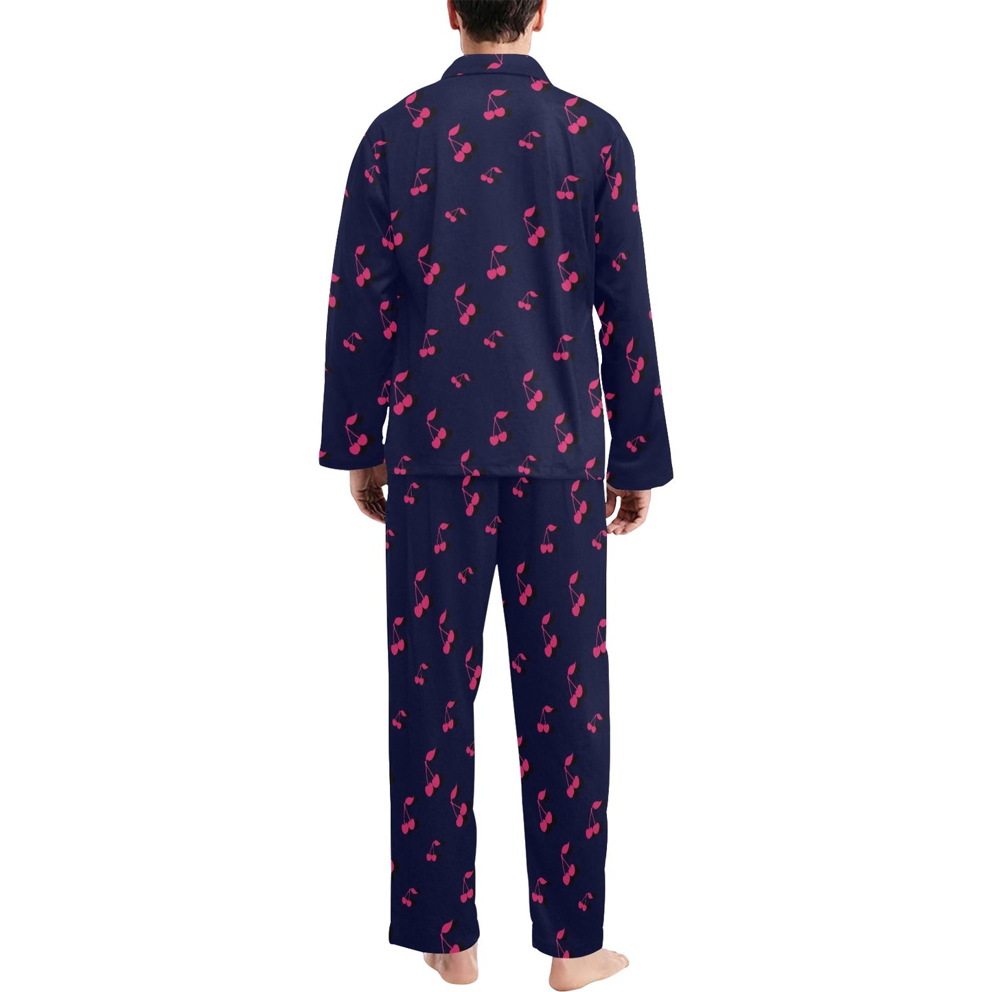 Cherry Pattern Print Design 02 Men's Long Pajama Set