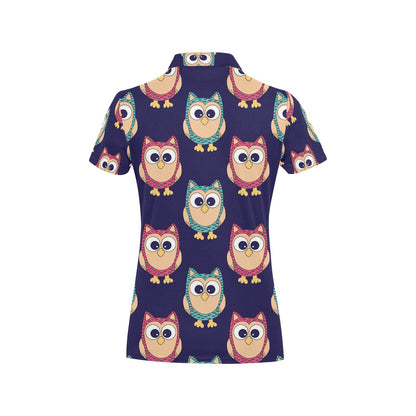 Owl Pattern Print Design A06 Women's Polo Shirt