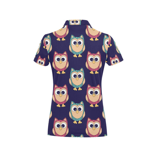 Owl Pattern Print Design A06 Women's Polo Shirt
