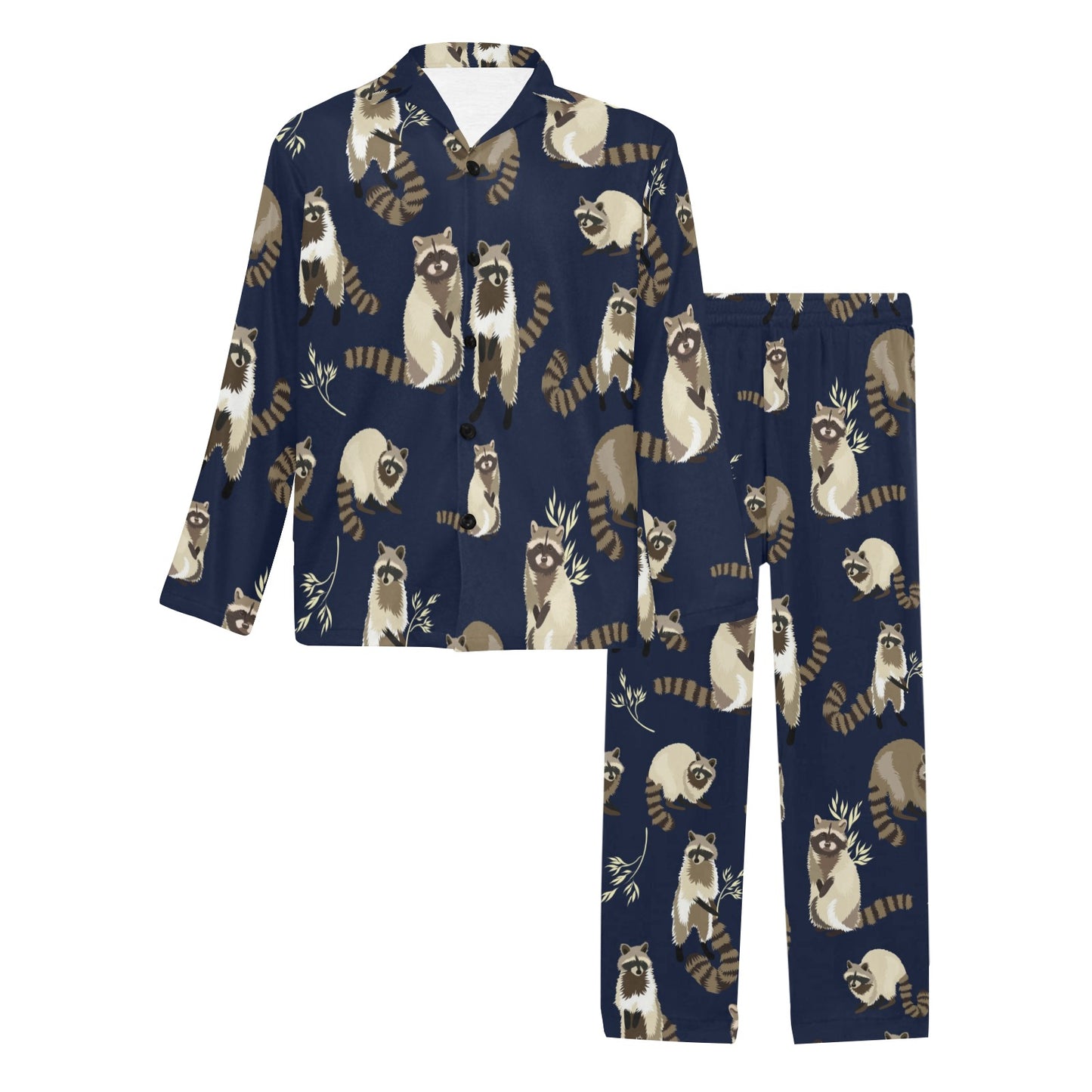 Raccoon Pattern Print Design A06 Men's Long Pajama Set