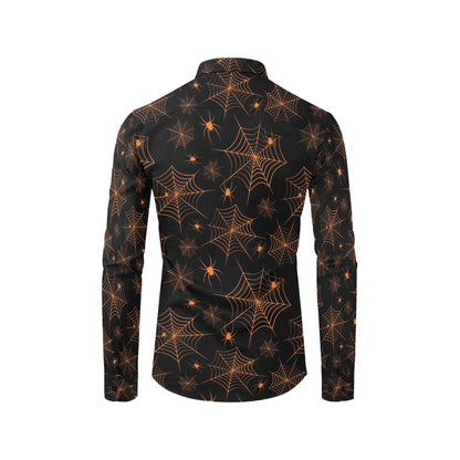 Spider Web Print Design LKS306 Men's Long Sleeve Dress Shirt