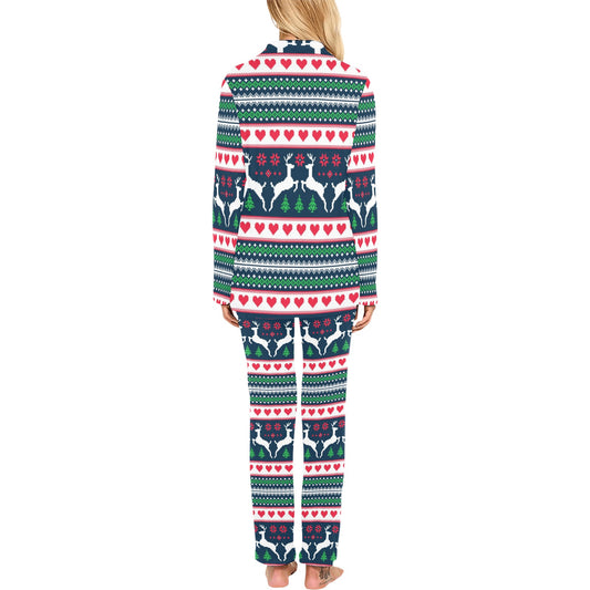 Reindeer Pattern Print Design 03 Women's Long Pajama Set