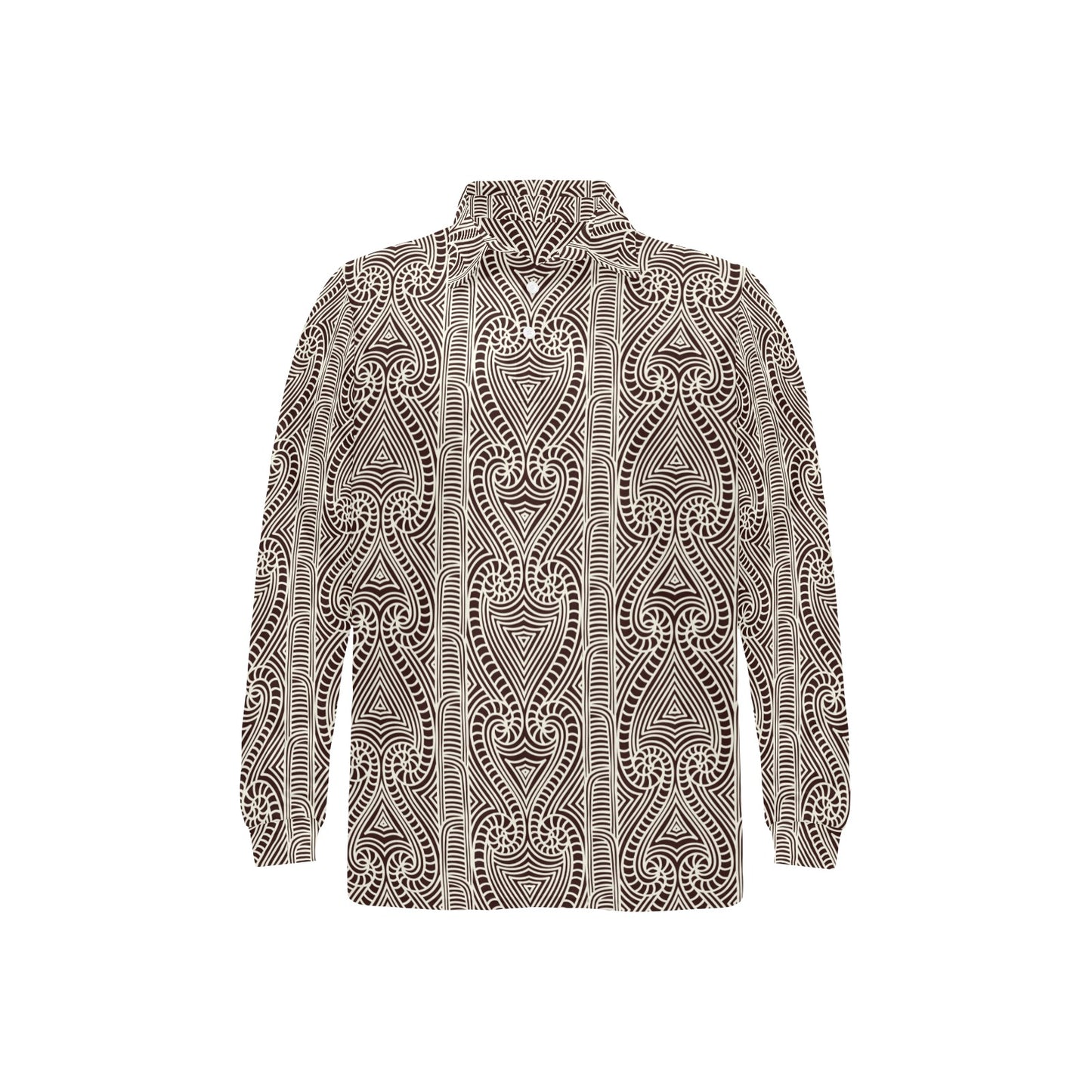 Maori Pattern Print Design 04 Long Sleeve Polo Shirt For Men's