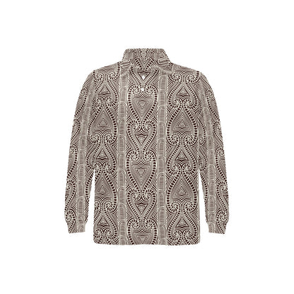 Maori Pattern Print Design 04 Long Sleeve Polo Shirt For Men's