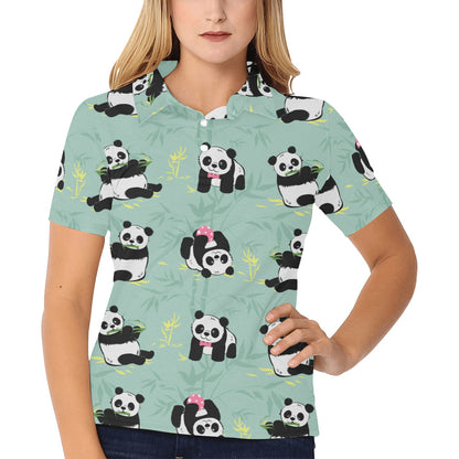 Panda Pattern Print Design A05 Women's Polo Shirt