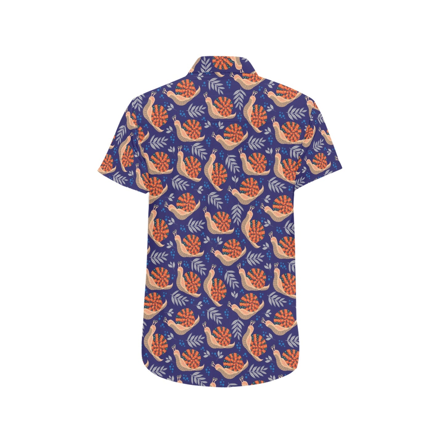 Snail Print Design LKS401 Men Short Sleeve Button Up Shirt