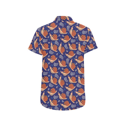 Snail Print Design LKS401 Men Short Sleeve Button Up Shirt