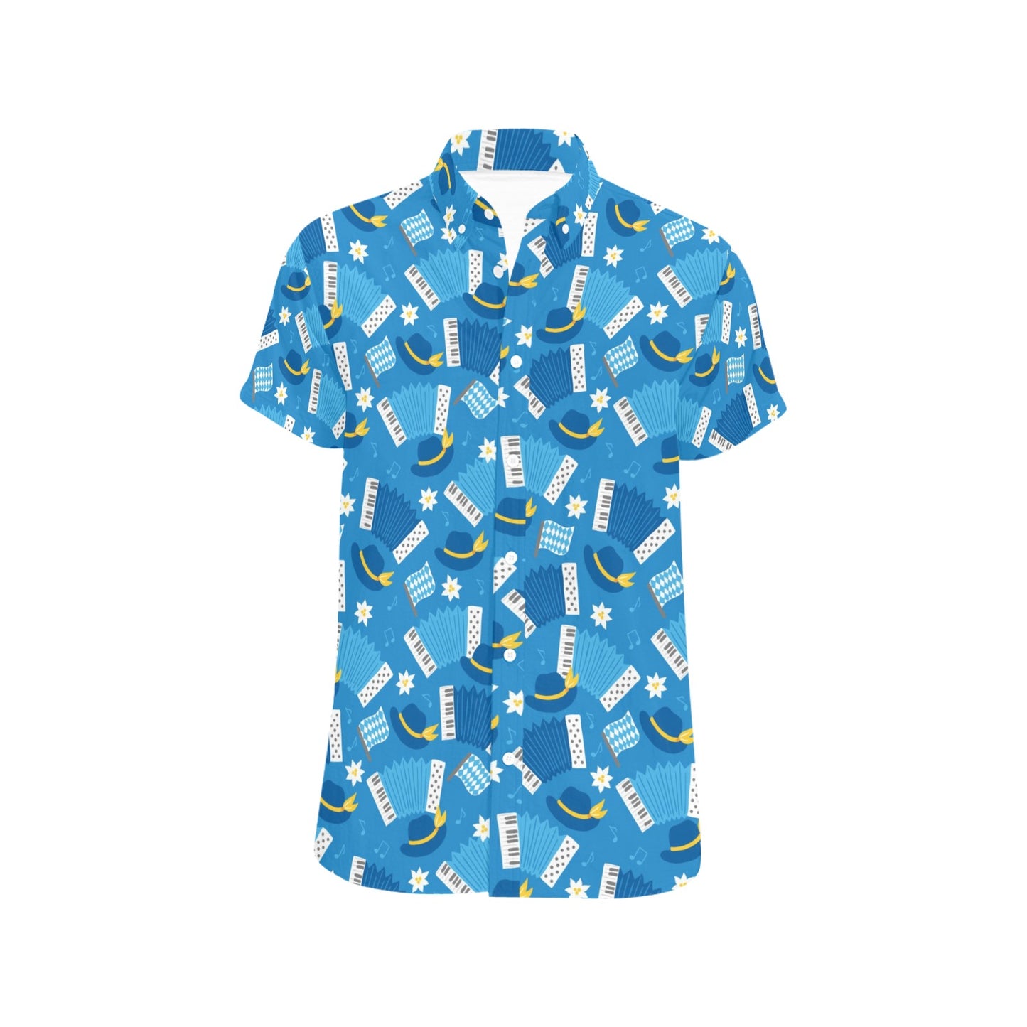 Accordion Print Design LKS401 Men Short Sleeve Button Up Shirt