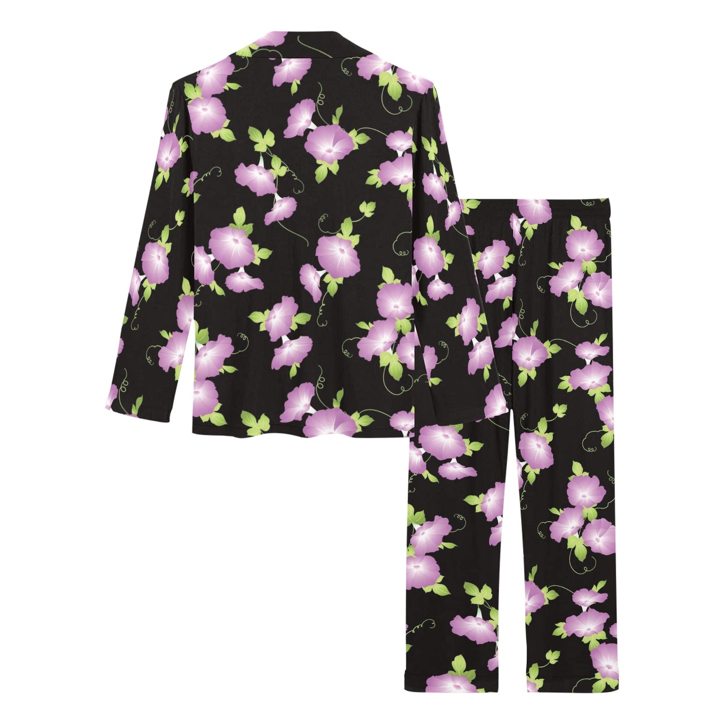 Morning Glory Pattern Print Design MG02 Women's Long Pajama Set