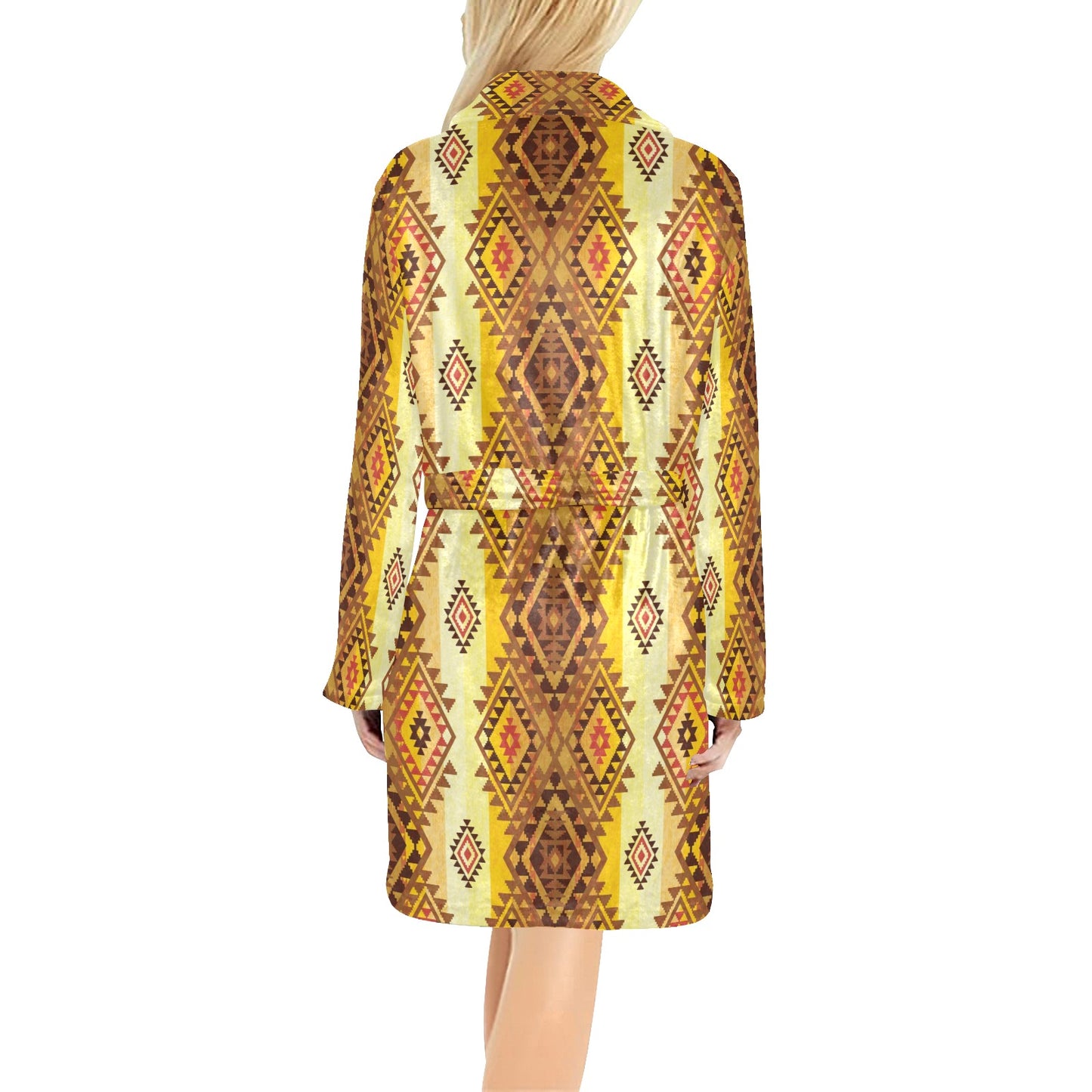 Native Pattern Print Design A09 Women's Fleece Robe