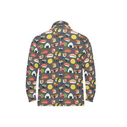 Sushi Pattern Print Long Sleeve Polo Shirt For Men's