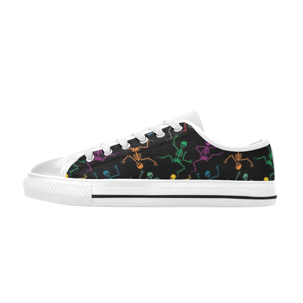 Skeleton Colorful Print Design LKS302 Women's White Low Top Shoes