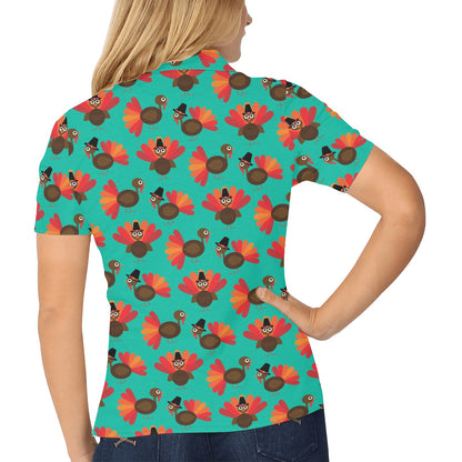 Turkey Print Design LKS402 Women's Polo Shirt