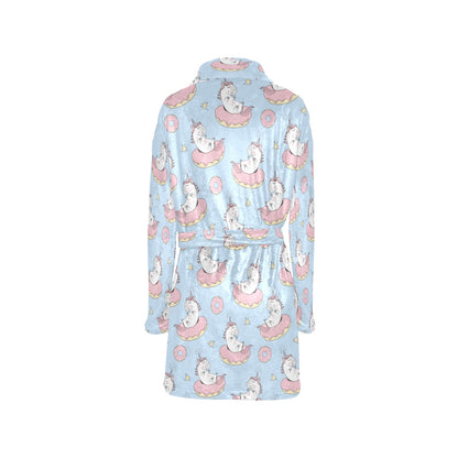 Donut Unicorn Pattern Print Design DN014 Women's Fleece Robe