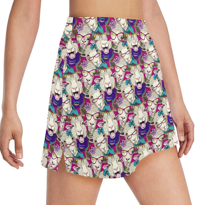 Sheep Print Design LKS403 17" Golf & Pickleball Skort with Pockets