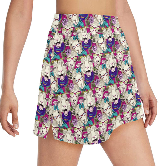 Sheep Print Design LKS403 17" Golf & Pickleball Skort with Pockets