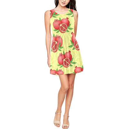 Pomegranate Pattern Print Design PG07 Sleeveless Dress