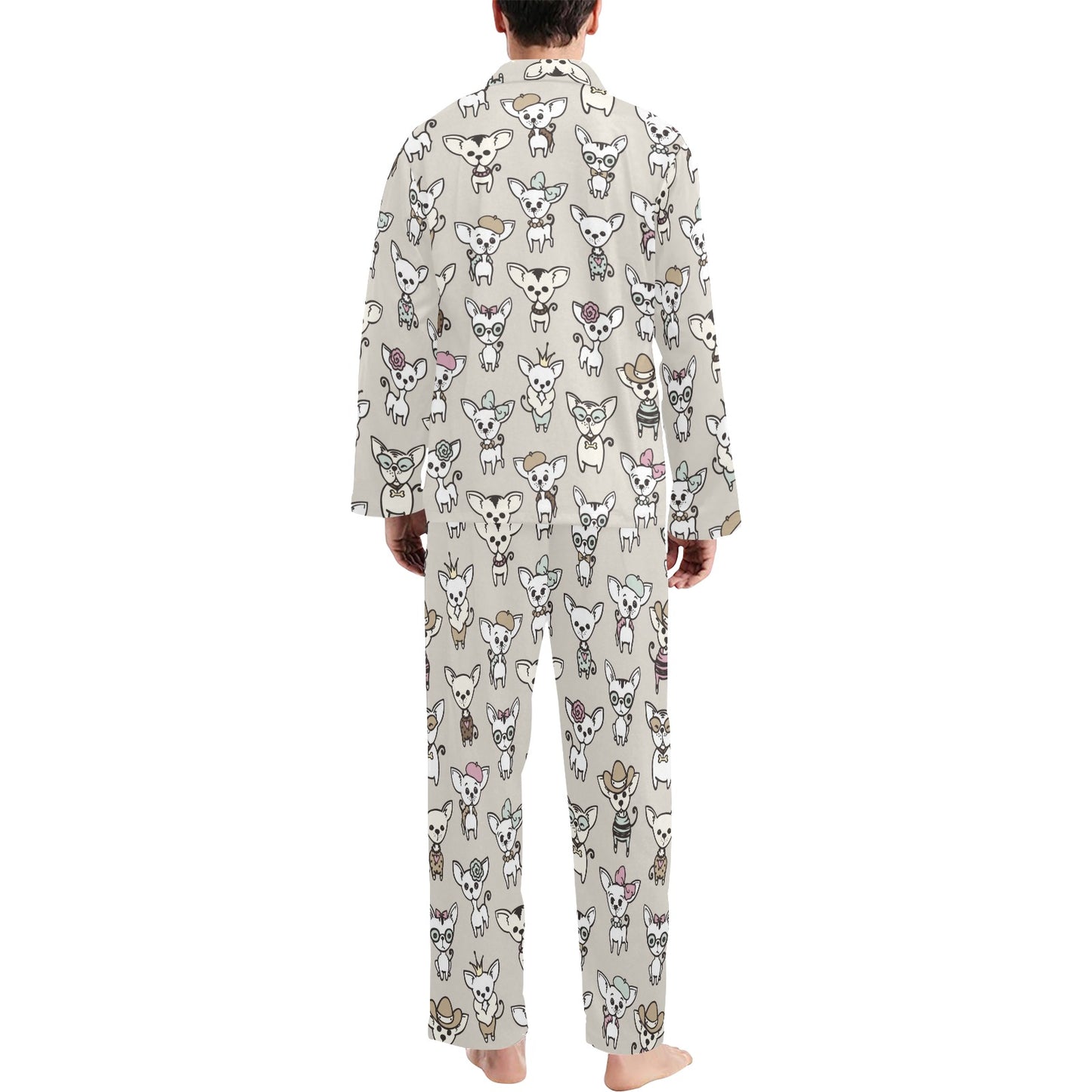 Chihuahua Pattern Print Design 02 Men's Long Pajama Set