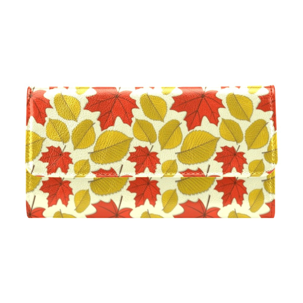 Elm Maple Leave Print Pattern Women's Trifold Wallet