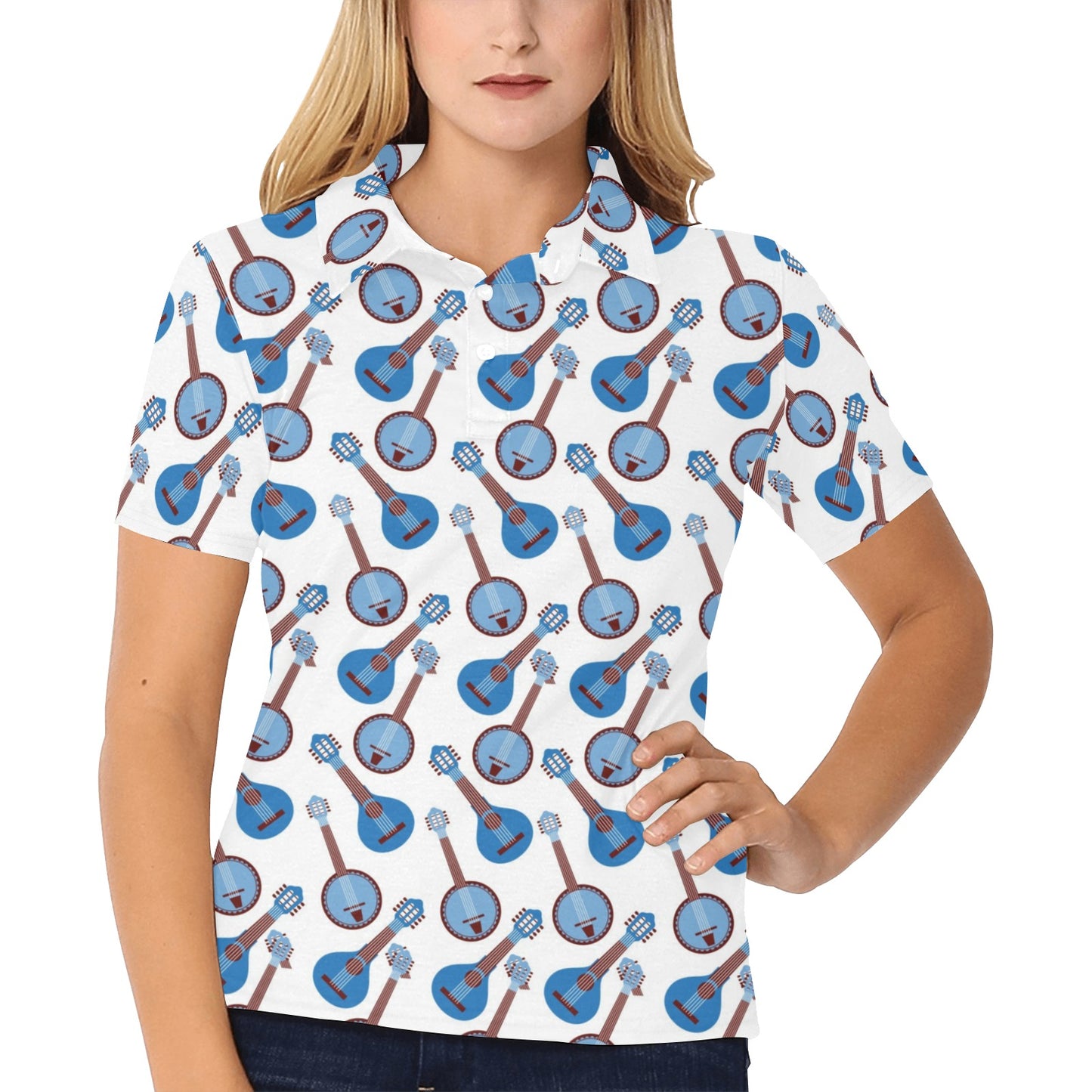 Banjo Print Design LKS401 Women's Polo Shirt