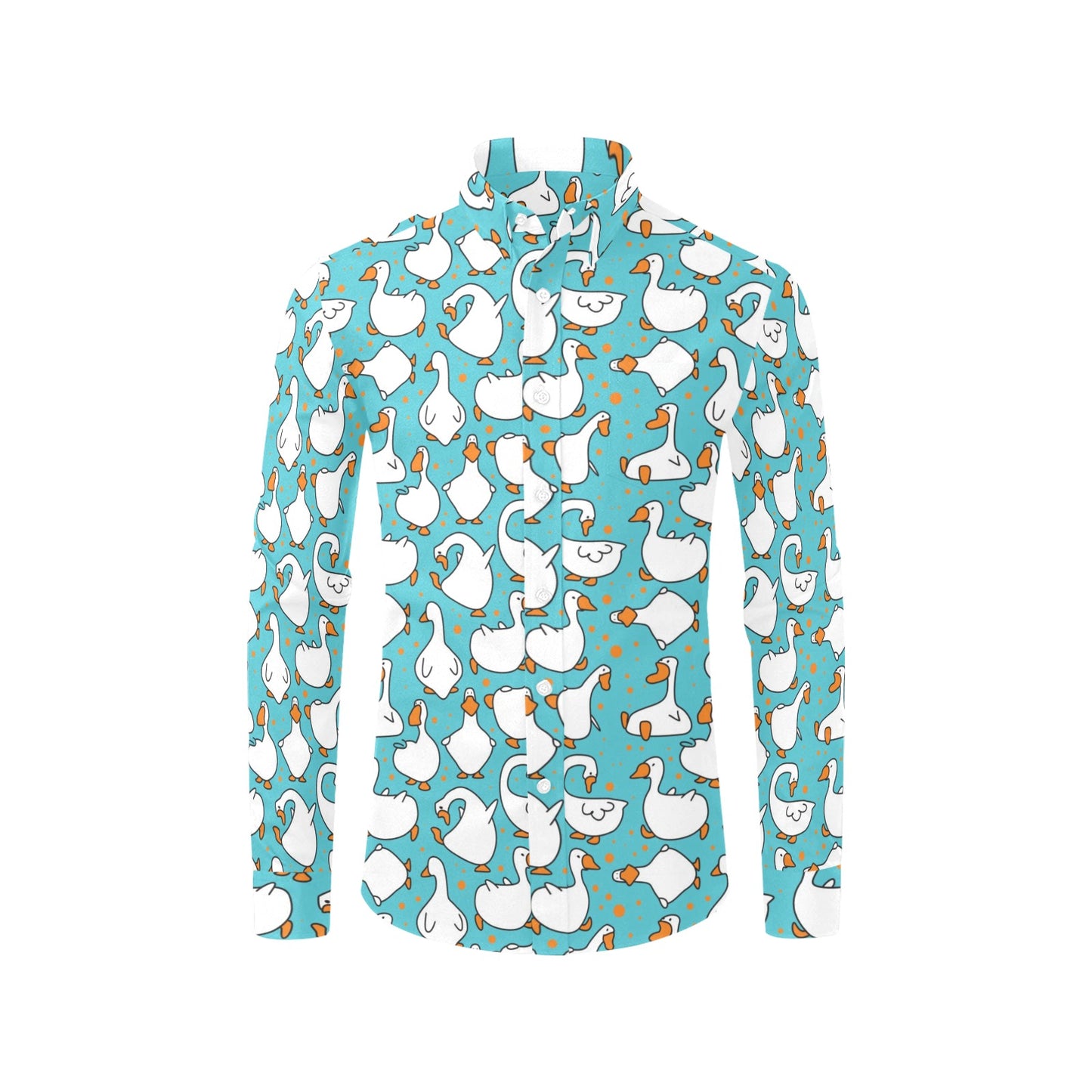 Goose Print Design LKS403 Men's Long Sleeve Dress Shirt