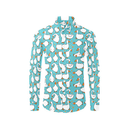 Goose Print Design LKS403 Men's Long Sleeve Dress Shirt