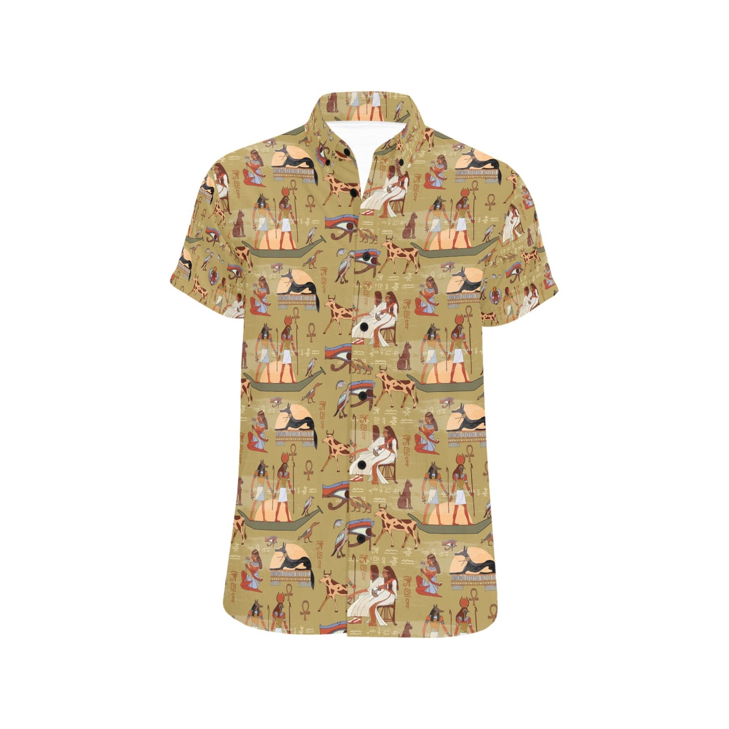 Ancient Greek Classic Pattern Design LKS305 Men Short Sleeve Button Up Shirt