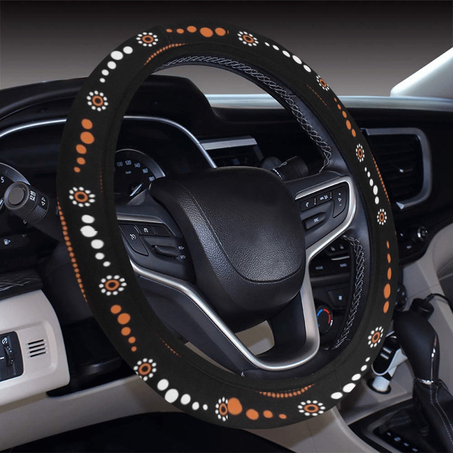 Aboriginal Print Design LKS404 Steering Wheel Cover with Elastic Edge