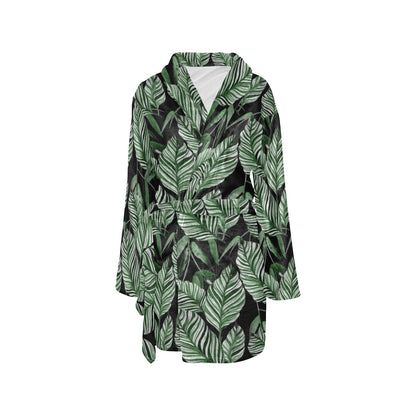 Palm Leaves Pattern Print Design PL09 Women's Fleece Robe