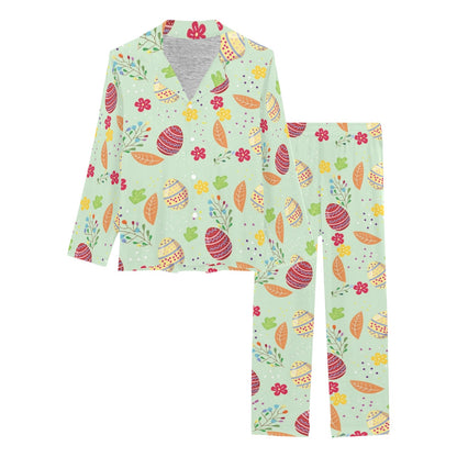 Easter Eggs Pattern Print Design RB07 Women's Long Pajama Set