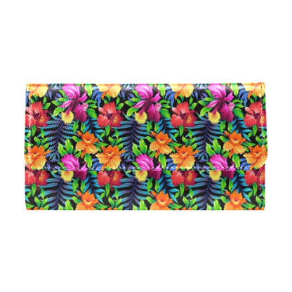 Tropical Folower Colorful Print Women's Trifold Wallet