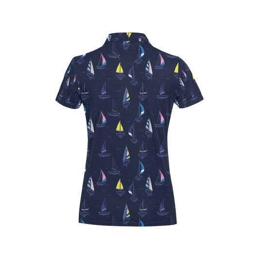 Sailboat Print Design LKS305 Women's Polo Shirt