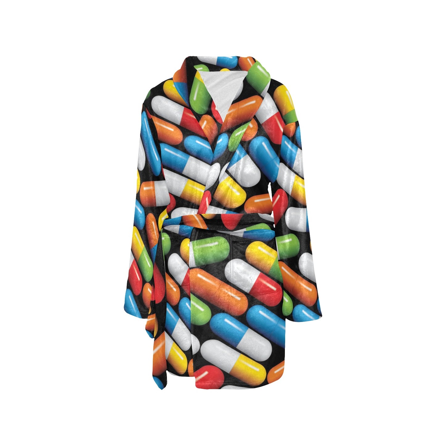 Pill Pattern Print Design A02 Women's Fleece Robe