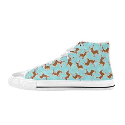 Reindeer Print Design LKS403 Men's High Top Canvas Shoes