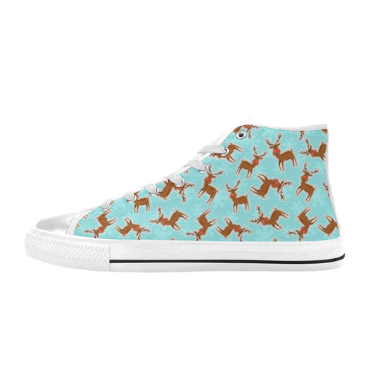Reindeer Print Design LKS403 Men's High Top Canvas Shoes