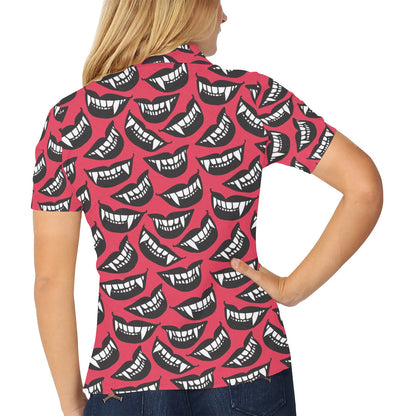 Vampire Lips Print Design LKS305 Women's Polo Shirt