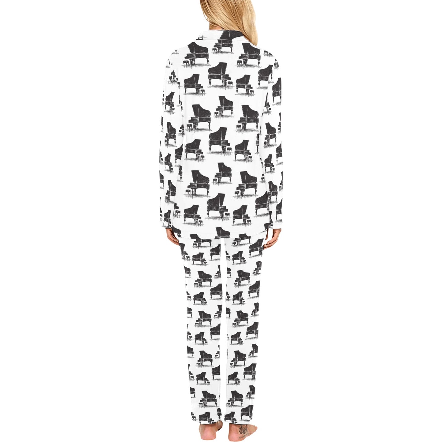 Piano Print Design LKS401 Women's Long Pajama Set