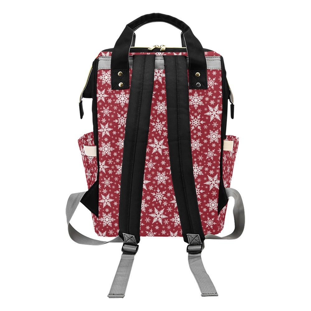 Snowflake Red Print Design LKS302 Diaper Bag Backpack