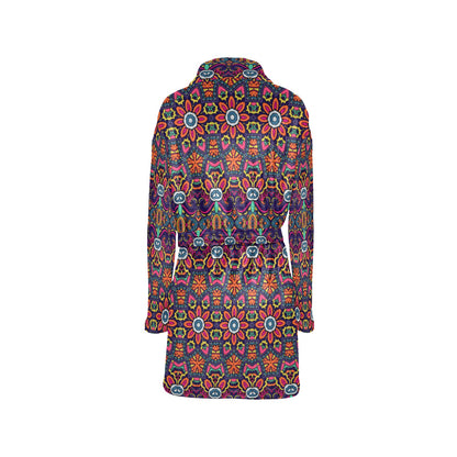 Ethnic Flower Style Print Pattern Women's Fleece Robe