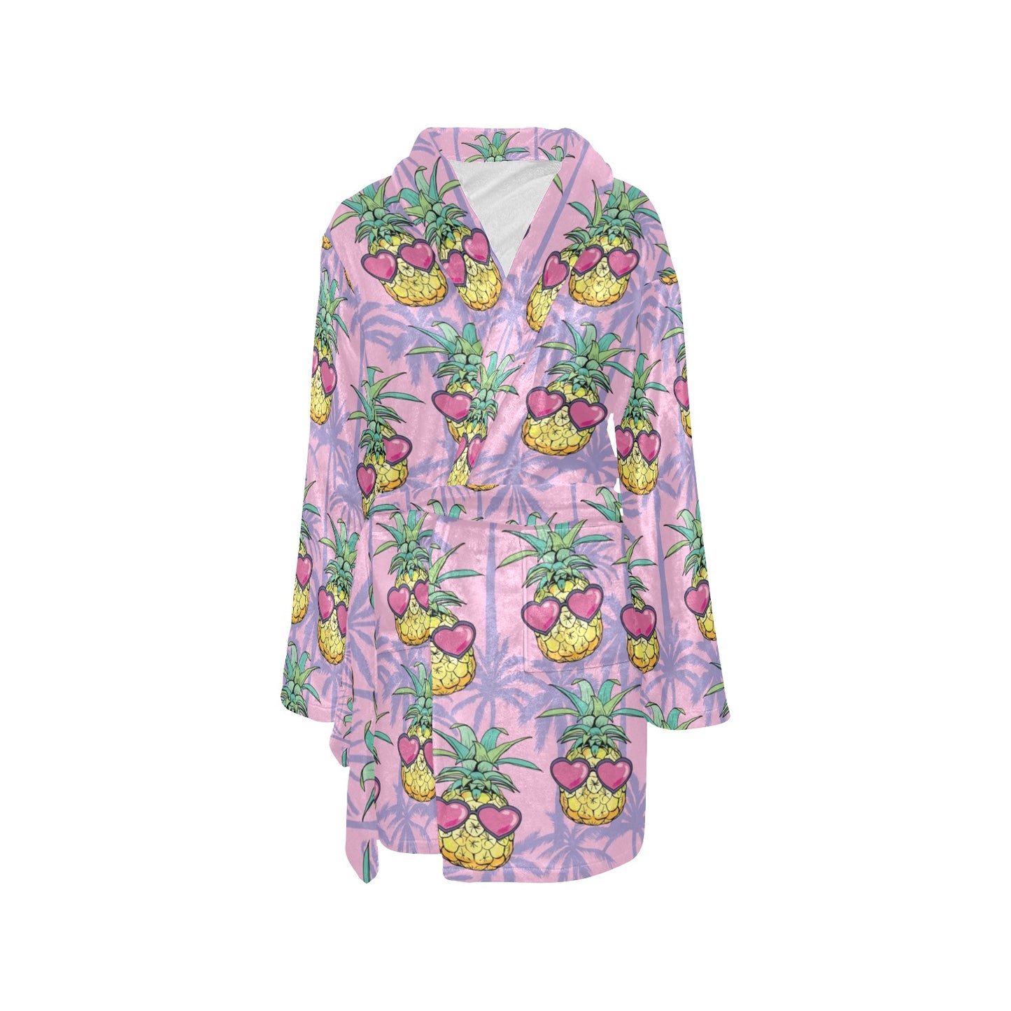 Pineapple Pattern Print Design PP06 Women's Fleece Robe