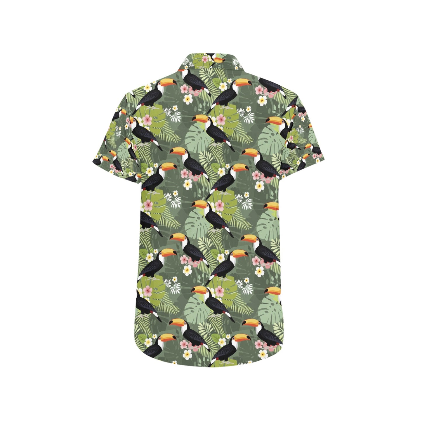 Toucan Print Design LKS304 Men Short Sleeve Button Up Shirt