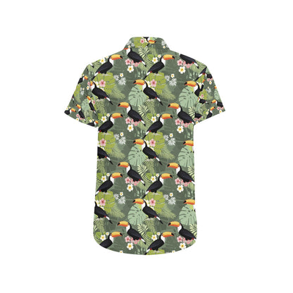 Toucan Print Design LKS304 Men Short Sleeve Button Up Shirt