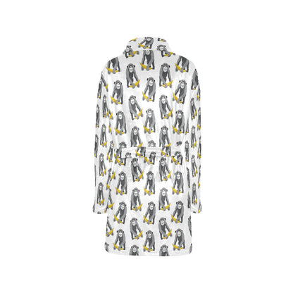 Chimpanzee Pattern Print Design 05 Women's Fleece Robe