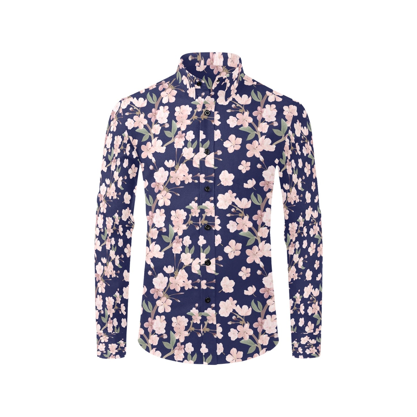 Sakura Print Design LKS301 Men's Long Sleeve Dress Shirt