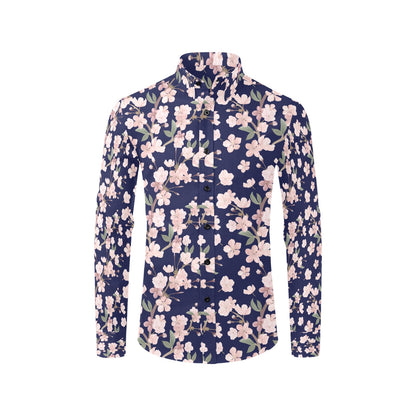 Sakura Print Design LKS301 Men's Long Sleeve Dress Shirt