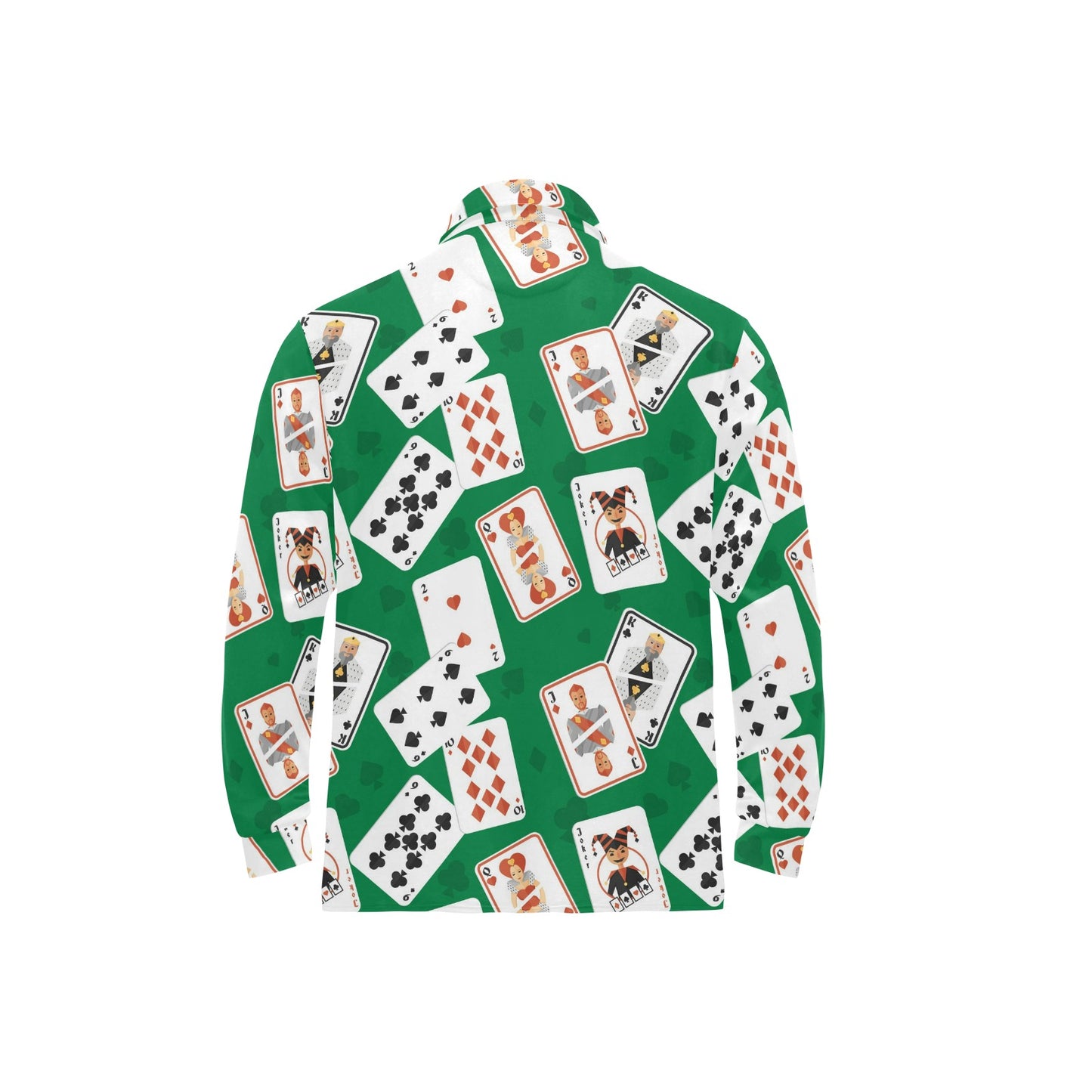 Poker Cards Pattern Print Design A03 Long Sleeve Polo Shirt For Men's