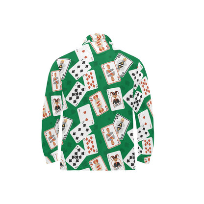 Poker Cards Pattern Print Design A03 Long Sleeve Polo Shirt For Men's