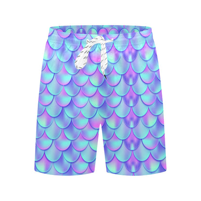 Mermaid Tail Design Print Pattern Men's Swim Trunks Beach Shorts