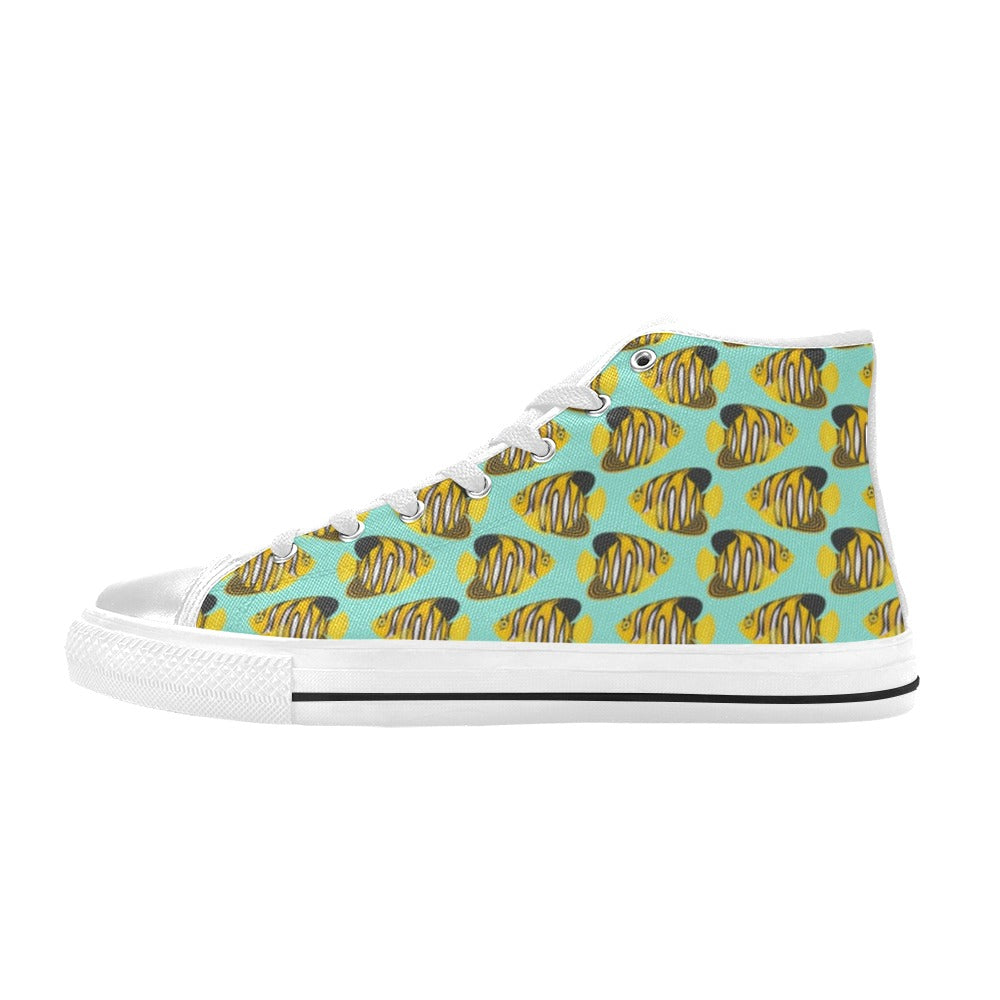 Angelfish Print Design LKS402 Men's High Top Canvas Shoes